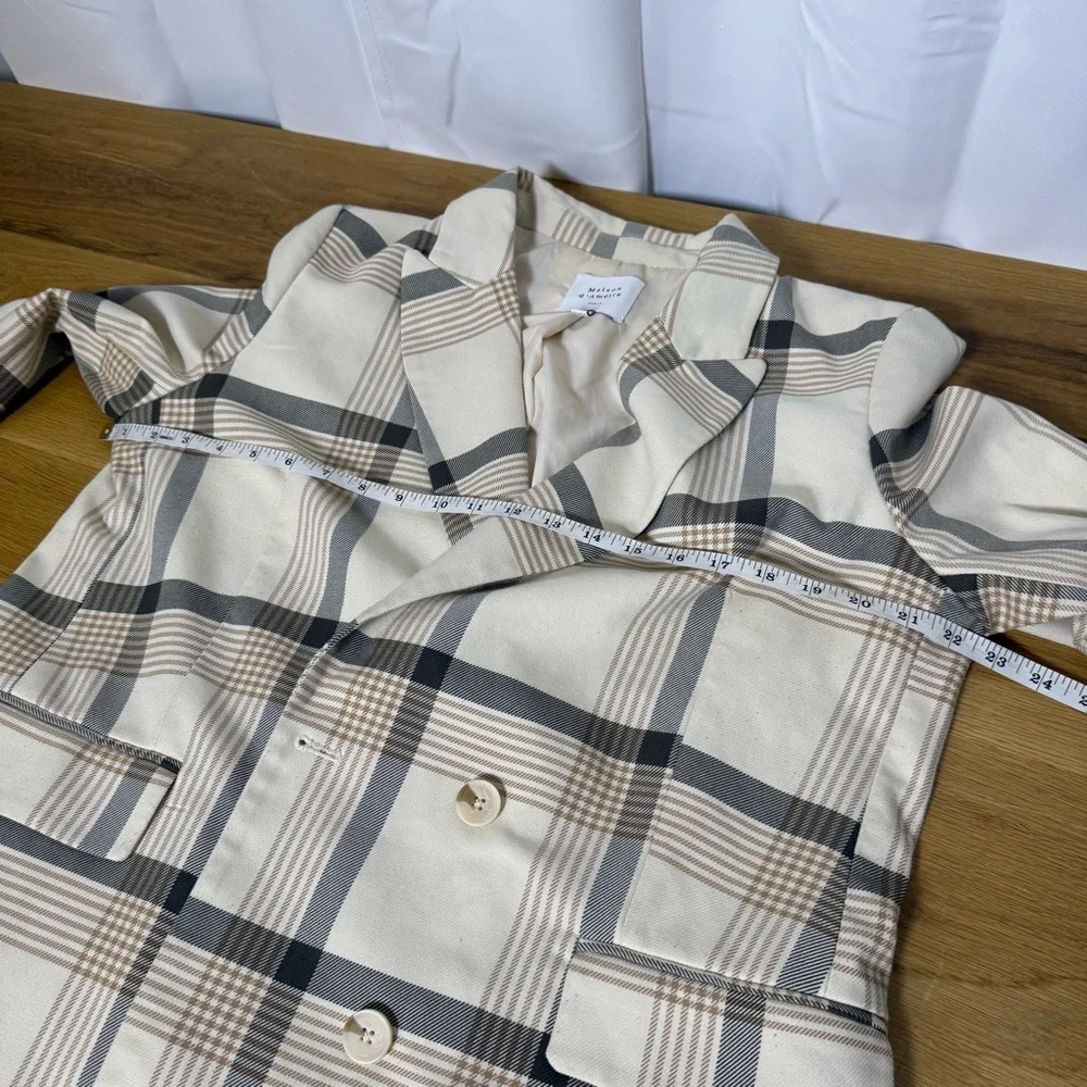 Maison d'Amélie Paris oversized light blazer neutral Check Plaid Double Breasted